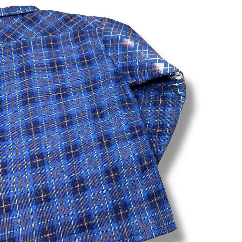 Vintage Dickies 90s Men’s Quilted Flannel Shirt Jacket Blue Plaid Size Medium - Picture 5 of 11